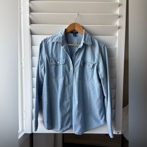 Chaps Denim Blue chambray women's Shirt top button down XL
